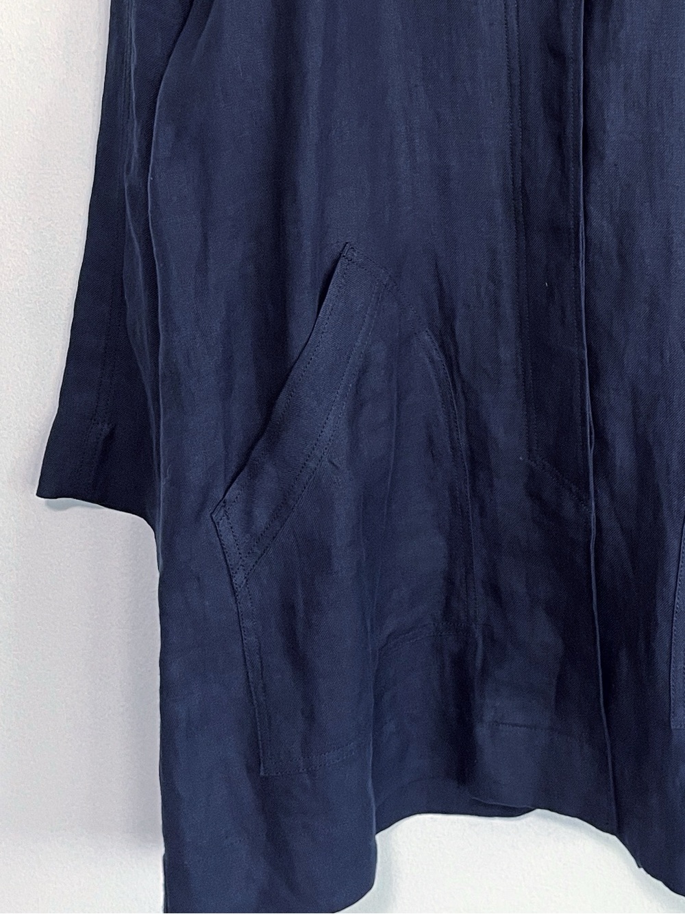 BOGO! Eileen Fisher 100% Linen Jacket Navy Blue Size Medium - Picture 4 of 8